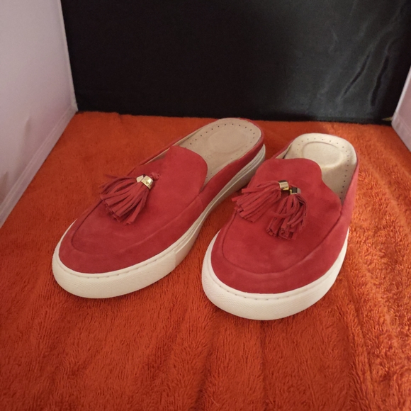 gentle souls Shoes - Gentle Souls Red Tassel Slip-On Sneakers